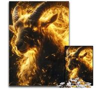 Fiery Goat Aura GoldenJigsaw Puzzles for Adults 1000 Piece paper Jigsaw Puzzles BrainChallenging DIY Decorative Game Family Interactive Toy 1000 PCS(38x26cm)