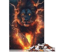 Fiery Lion 1000 Pieces Jigsaw Puzzles for Adults Creative Rectangular Jigsaw Gift Paper Puzzles Game Brain Teasers Toy 38x26cm/1000pcs