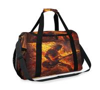 Fiery Music Guitarist Travel Duffel Bag for Girls Boys Women Men Weekend Overnight Bag Shoulder Tote Luggage Handbag for Travel Sports Gym