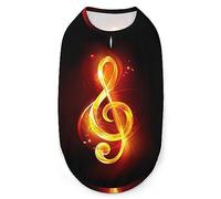 Fiery Musical Note Key Pets Shirt Vest Cute Dog Tank Top Soft Sleeveless T-Shirt for Puppy Kitty Cats S