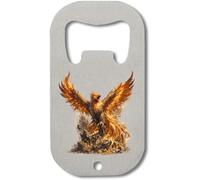 Fiery Mythical Bird Rising Stainless Steel Bottle Opener Silver