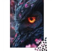 Fiery Owl Close-Up Puzzle for Adults 1000 Pieces, Owl Themed Jigsaw Puzzle, Gift for Quiet Evenings, 70x50cm/1000pcs