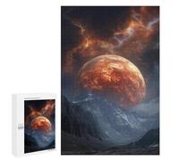 Fiery Planet Over Mountain Range Puzzle 1000 Teile Schwer Puzzle Spielzeug Lernspiel Impossible Herausforderungsspielzeug Für Erwachsene Kinder 1000 PCS