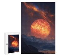 Fiery Planet Rising Over Mountains Puzzle 1000 Teile Schwer Puzzle Spielzeug Lernspiel Impossible Herausforderungsspielzeug Für Erwachsene Kinder 1000 PCS