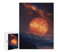 Fiery Planet Rising Over Mountains Puzzle 1000 Teile Schwer Puzzle Spielzeug Lernspiel Impossible Herausforderungsspielzeug Für Erwachsene Kinder 500 PCS