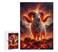 Fiery Ram: Seasonal Home Décor, 300 PCS Challenging Puzzle for Adults - to Assemble, Frame And Display