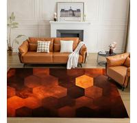 Fiery red Brown Burnt Orange Copper Black Abstract Geometric Shape Rug 5x7 Rug Area Rugs for Living Room Bedroom Aesthetic Dining Room Machine Washable Throw Rugs Carpet Indoor Non-Slip Floor Mat