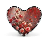 Fiery red rose Heart Brooch Pin Fox Grape for Backpacks Or Lapels Valentine Pin Anniversary