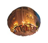 Fiery Red Street Printed shower cap, reusable, specially designed for women's long hair, double-layer structure, suitable for bathing.