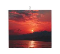 Fiery red sunset Dish Drying Mat for Kitchen Counter Super Absorbent Microfiber Dish Drying Pad Large Dishes Pad Easy Clean Multi-Use Drainer Mats Mat 16x18 Inch
