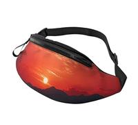 Fiery red sunset Fanny Pack for Men Women, Waterproof Sports Waist Bag Fashion Belt Bag Crossbody Bags Hip Bum Bag with Adjustable Strap Large Sling Bag Purse for Travel Hiking