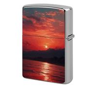 Fiery Red Sunset Lighter Case Pouch Double-Sided Metal Lighter Sleeve Scratch & Drop Resistant Lighters Protector Fits Standard Kerosene Lighters Pocket Protective Cover for Camping Party