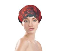 Fiery red sunset Shower Cap for Women Reusable Bath Cap Upgrade Double Layers Bathing Hat Waterproof Elastic Bath Hair Caps for Women Ladies Spa Salon Hair Bath Hat