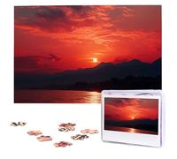 Fiery Red Sunset Wooden Puzzles 1000 Pieces Personalized Jigsaw Puzzle For Adults Interesting Custom Photo Puzzles Gift For Holiday Birthday Wedding Anniversay