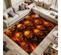 Fiery Skulls Burning Eyes Intense Gothic Flames Area Rugs Living Room Large 120x170 cm Washable Vintage Soft Rug Modern Non Slip Floor Carpet Mat for Bedroom Kitchen Dining Room