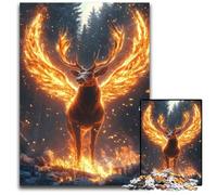 Fiery Stag Phoenix Animal HybridPuzzles for 1000 Piece Wooden Jigsaw Puzzles for Adults Home Decor Brain Teaser Game for TeenagersFamily Interaction 1000 PCS(75x50cm)