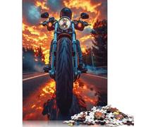 Fiery Sunset Ride 500-teiliges Holzpuzzle, einzigartiges Puzzle, kreatives Puzzle, Geschenk für Erwachsene, Familienspiel, Herausforderungsaktivität (52 x 38 cm)
