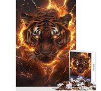 Fiery Tiger Fury Jigsaw for Adults1000 Pieces Strengthen Mind Clarity And Sharpness Calm Serene Leisure Activity (50x75cm)