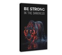 Fiery Tiger in Darkness Canvas Poster Wall Art Decor Print Picture Paintings for Living Room Bedroom Decoration 20x30inch(50x75cm)