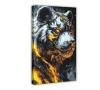 Fiery Tiger Poster Canvas Poster Bedroom Decor Landscape Office Room Decor Gift 12x18inch(30x45cm)