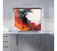 Fiery Waves: Abstract Motion Kitchen Splashback Warren Reed - Designer Multi 600mm x 600mm
