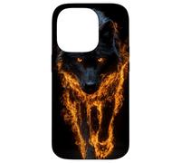 Fiery Wolf Art Wild Animal Flame Effect Case for iPhone 14 Pro