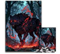 Fiery Wolf in Forest1000Piece Jigsaw Puzzle Puzzles for Adults Birthday Gift Idea Challenging Brain Teaser Game 1000 PCS(75x50cm)