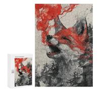 Fiery Wolf Roaring Art Print Puzzle 1000 Teile Schwer Puzzle Spielzeug Lernspiel Impossible Herausforderungsspielzeug Für Erwachsene Kinder 300 PCS