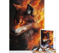 Fiery Wolf's Gaze Hard Jigsaw Puzzle for Adults 1000 Pieces Secret Santa Gifts Family Activities Educational Toy Suitable for Ages 14 And Up size 50x75cm