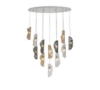 Fiesta 12 Light Cluster Ceiling Pendant - Polished Chrome with Clear, Smoked and Amber Glass