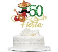 Fiesta 50th Birthday Cake Topper,Taco Bout 50 Birthday Party Glitter Chili Cake Supplies,Fabulous Forty - Mexican Summer Fiesta Party Decoration,50th Birthday Party Decoration Supplies