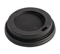 Fiesta Black Polystyrene Lids for 8oz Coffee Cups (50 Pack)