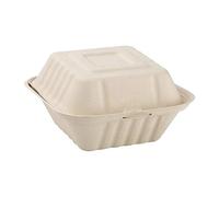Fiesta Compostable Bagasse Burger Box 81x149x152mm - Natural Colour (Pack 500)