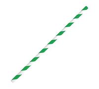 Fiesta Compostable Bendy Paper Straw Green Stripe - 210mm 6mm (Pack 250)