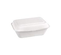 Fiesta Compostable Biodegradable Disposable Bagasse Hinged Food Containers | 182(W) x 135(D)mm / 7 x 5 1/4 inch | Pack of 250 | DW248
