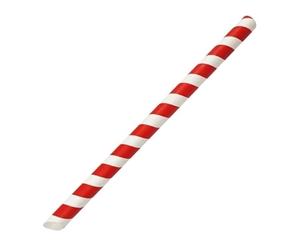 Fiesta Compostable Bubble Tea Straw Red & White 12x210mm (150 Pack)