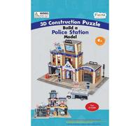 Build A 3D Police Station Puzzle Construction Model Craft Kits for Kids by Fiesta Crafts - Educational DIY Craft Toy - Building Model for Kids Ages 5-11 Years