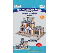 Build A 3D Police Station Puzzle Construction Model Craft Kits for Kids by Fiesta Crafts - Educational DIY Craft Toy - Building Model for Kids Ages 5-11 Years