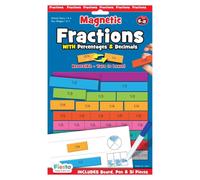 Fractions Resources for Children by Fiesta Crafts - Double Sided Magnetic Fractions with Decimals & Percentages for Learning Maths - Board, Dry Wipe Pen & 51 Magnetic Tiles - Educational Gift