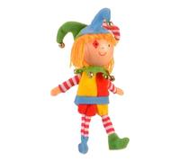 Fiesta Crafts Jester Finger Puppet, Fabric Toy with Wooden Head