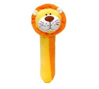 Lion Baby Sensory Rattle by Fiesta Crafts- Squeakaboo Squeaker Toy Rattle for Newborn Baby Toys - Made of ??Soft Plush & Corduroy for - Fun, Interactive, & Colourful Rattles for Babies