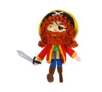 Fiesta Crafts Long John Silver Pirate Finger Puppet for Kids - Fabric Interactive Pirate Toy with Wooden Head for Role Play, Creativity & Sensory Skills - for 3-9 years old.