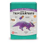Fiesta Crafts Make a Triceratops Clay and Wood Modelling Kit for Kids - Fun Educational Learning Toy DIY Craft and Art Activity for Children to Develop Imagination and Creativity Age 5 to 9 Years