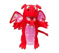 Red Dragon Hand Puppet for Kids by Fiesta Crafts- Soft & Interactive Red Dragon Toy with Moving Mouth & Wings for Role Play, Creativity & Sensory Skills - Gift for Boys & Girls