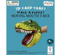 Fiesta Crafts T-Rex 3D Dinosaur Hand Puppet Craft Kit - Colourful & Easy to Assemble Dino Hand Puppet - Complete Arts and Crafts Set to Improve Motor Skills, Creativity, & Imagination