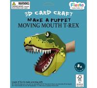 Fiesta Crafts T-Rex 3D Dinosaur Hand Puppet Craft Kit - Colourful & Easy to Assemble Dino Hand Puppet - Complete Arts and Crafts Set to Improve Motor Skills, Creativity, & Imagination