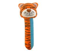 Fiesta Crafts Baby Sensory Rattle Tiger Squeakaboo - Soft Plush & Corduroy, Squeaker, for newborns
