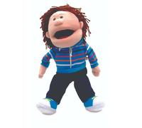 Fiesta Crafts White Boy Hand Puppet for Kids - Soft & Interactive Boy Toy with Moving Mouth & Arms for Role Play, Creativity & Sensory Skills - Gift for Boys & Girls