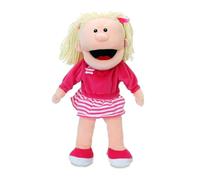 Fiesta Crafts White Girl Hand Puppet for Kids - Soft & Interactive White Girl Toy with Moving Mouth & Arms for Role Play, Creativity & Sensory Skills - Gift for Boys & Girls