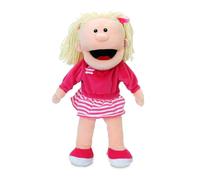 Fiesta Crafts White Girl Hand Puppet for Kids - Soft & Interactive White Girl Toy with Moving Mouth & Arms for Role Play, Creativity & Sensory Skills - Gift for Boys & Girls